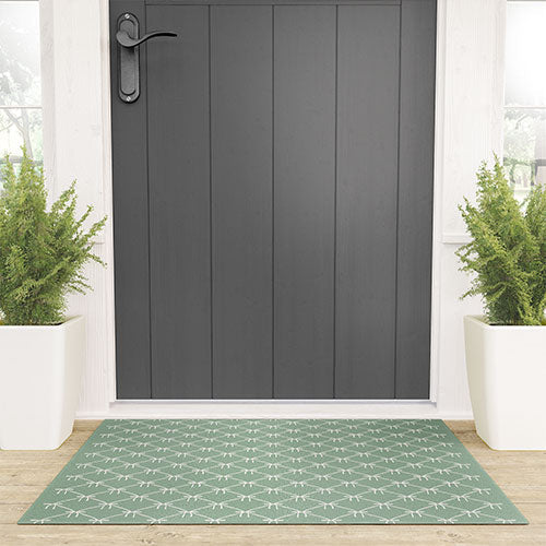 Colour Poems Bows and Ribbons Green Welcome Mat