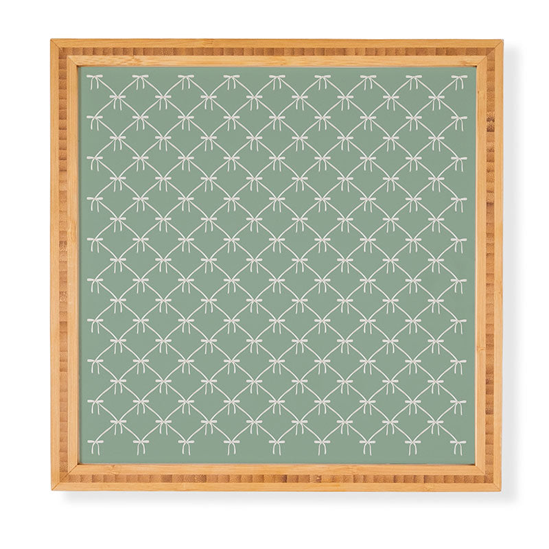 Colour Poems Bows and Ribbons Green Framed Wall Art