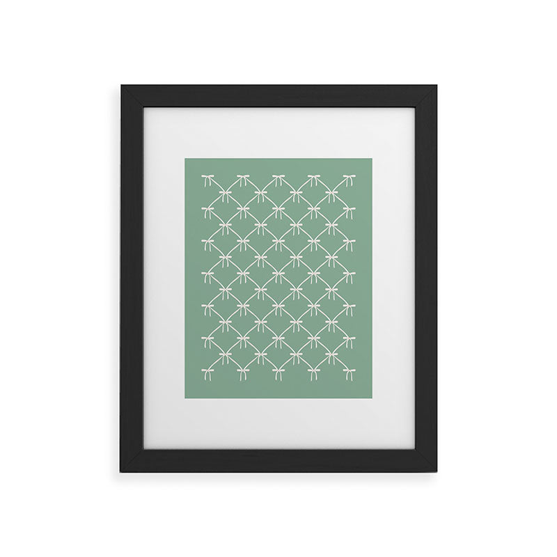 Colour Poems Bows and Ribbons Green Framed Art Print