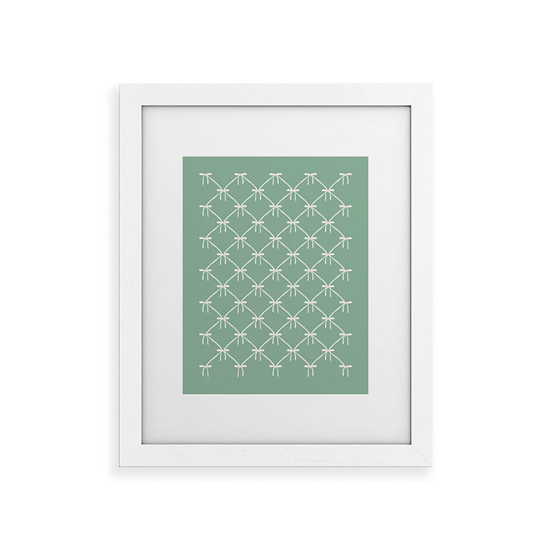 Colour Poems Bows and Ribbons Green Framed Art Print