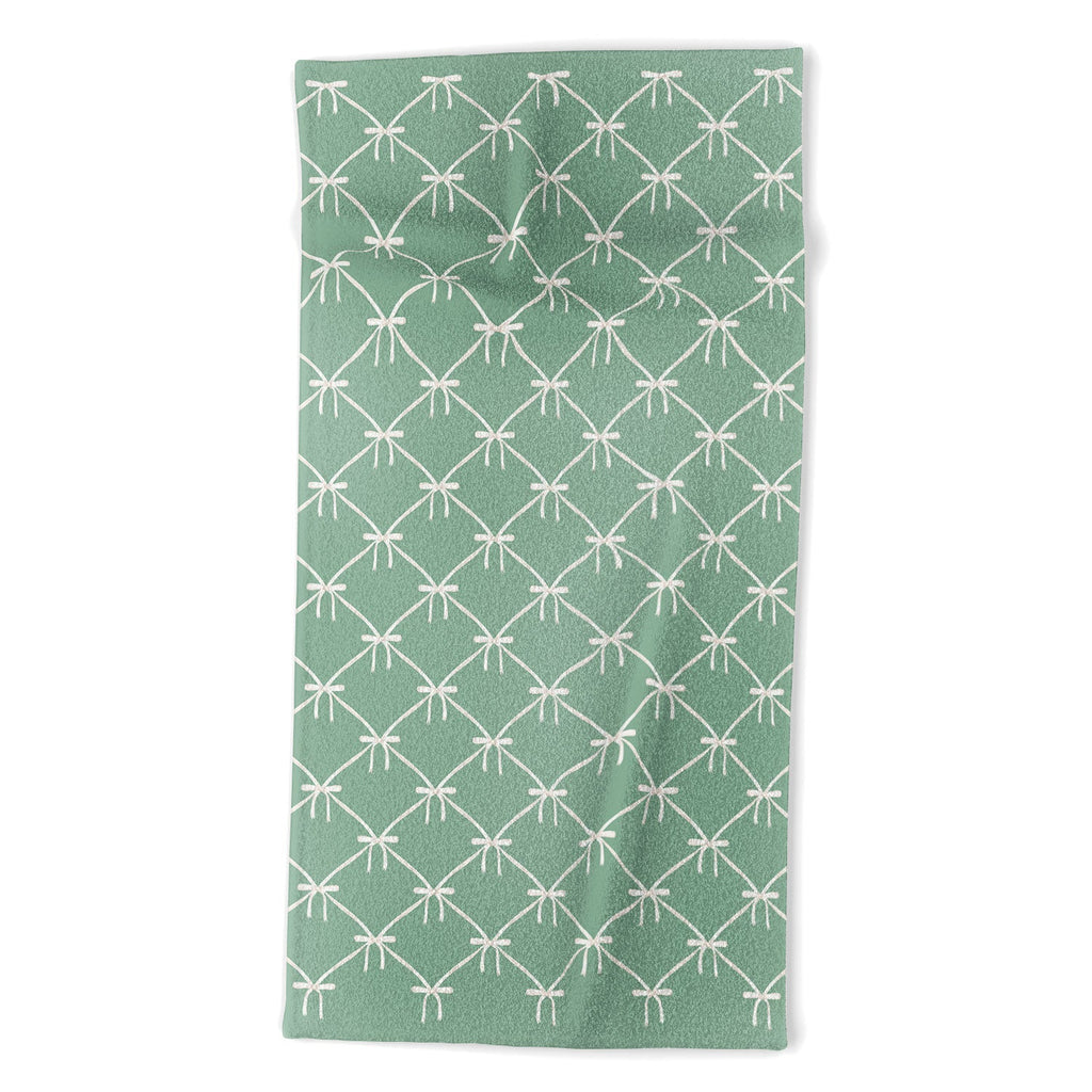 Colour Poems Bows and Ribbons Green Beach Towel