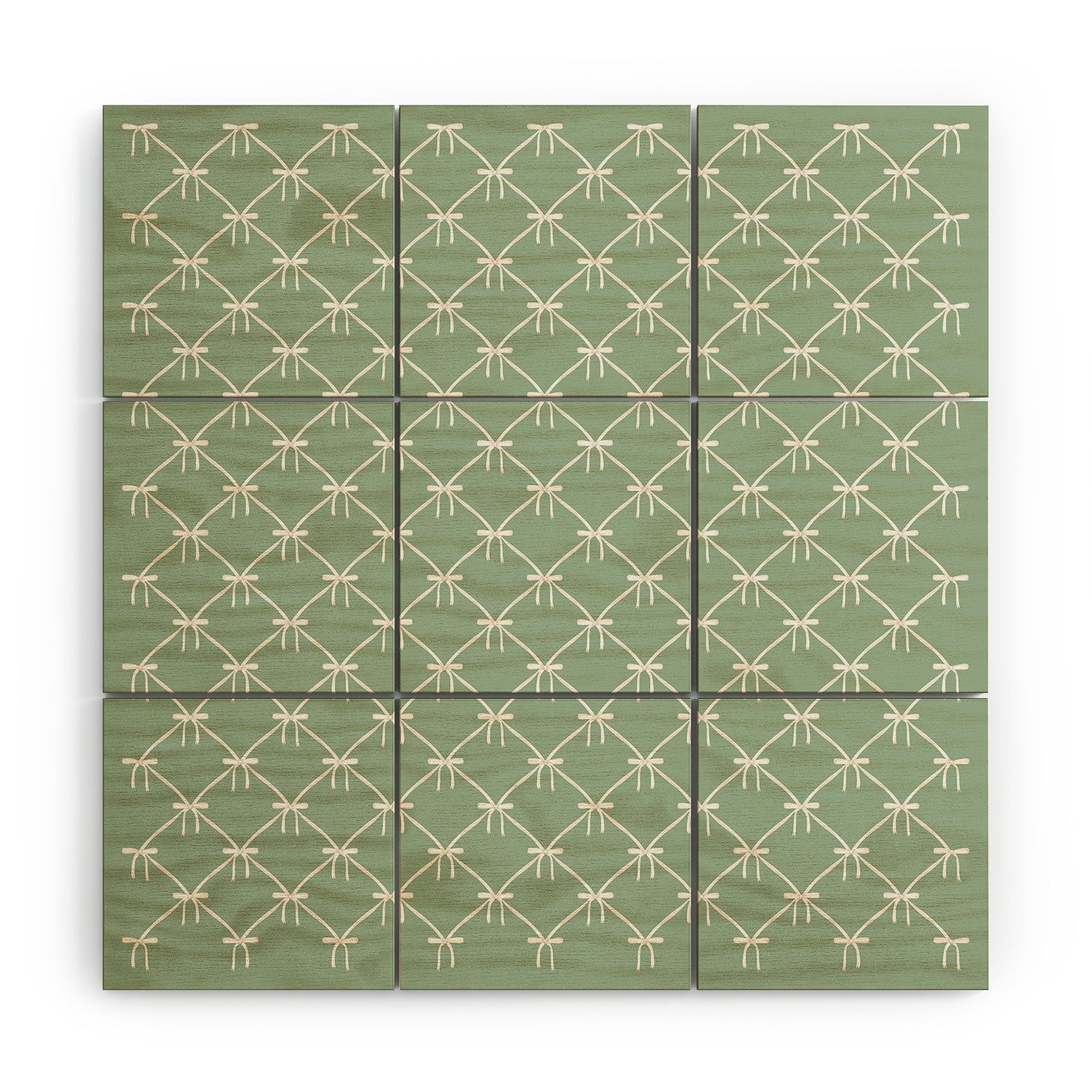Colour Poems Bows and Ribbons Green Wood Wall Mural