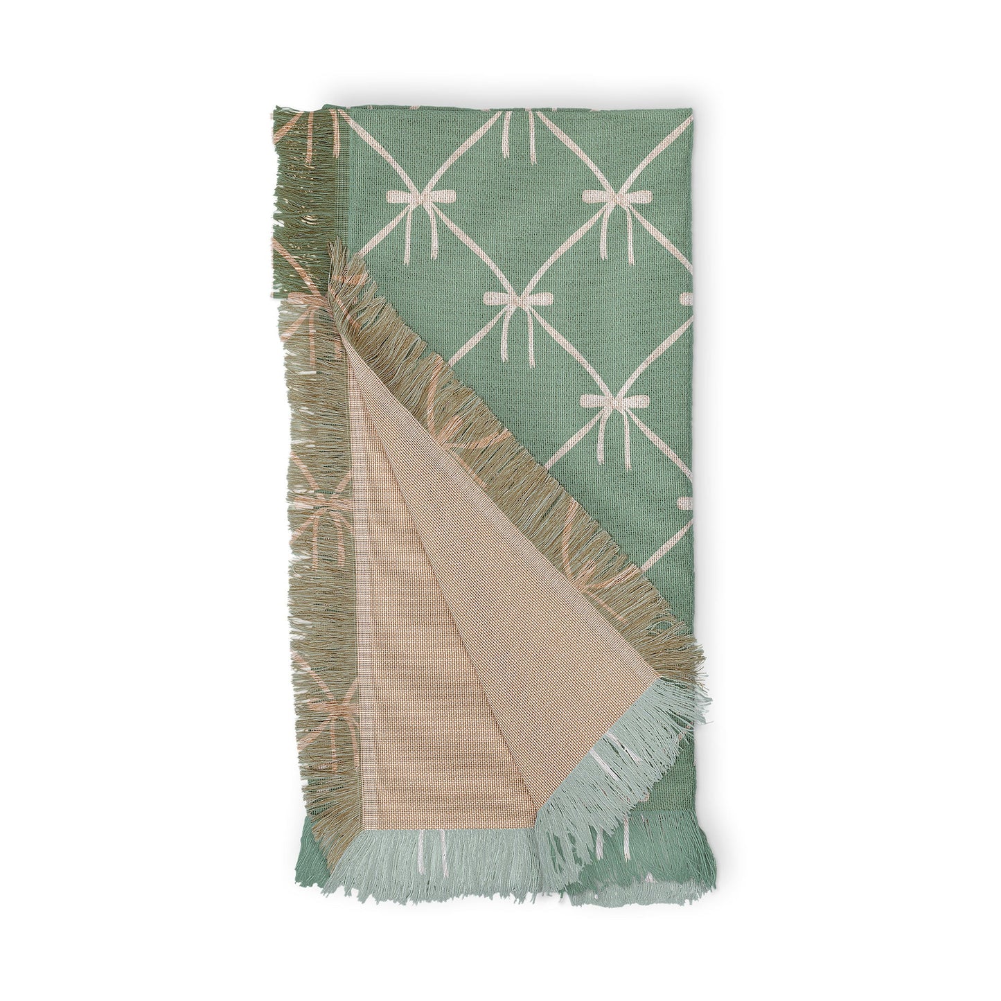 Colour Poems Bows and Ribbons Green Throw Blanket