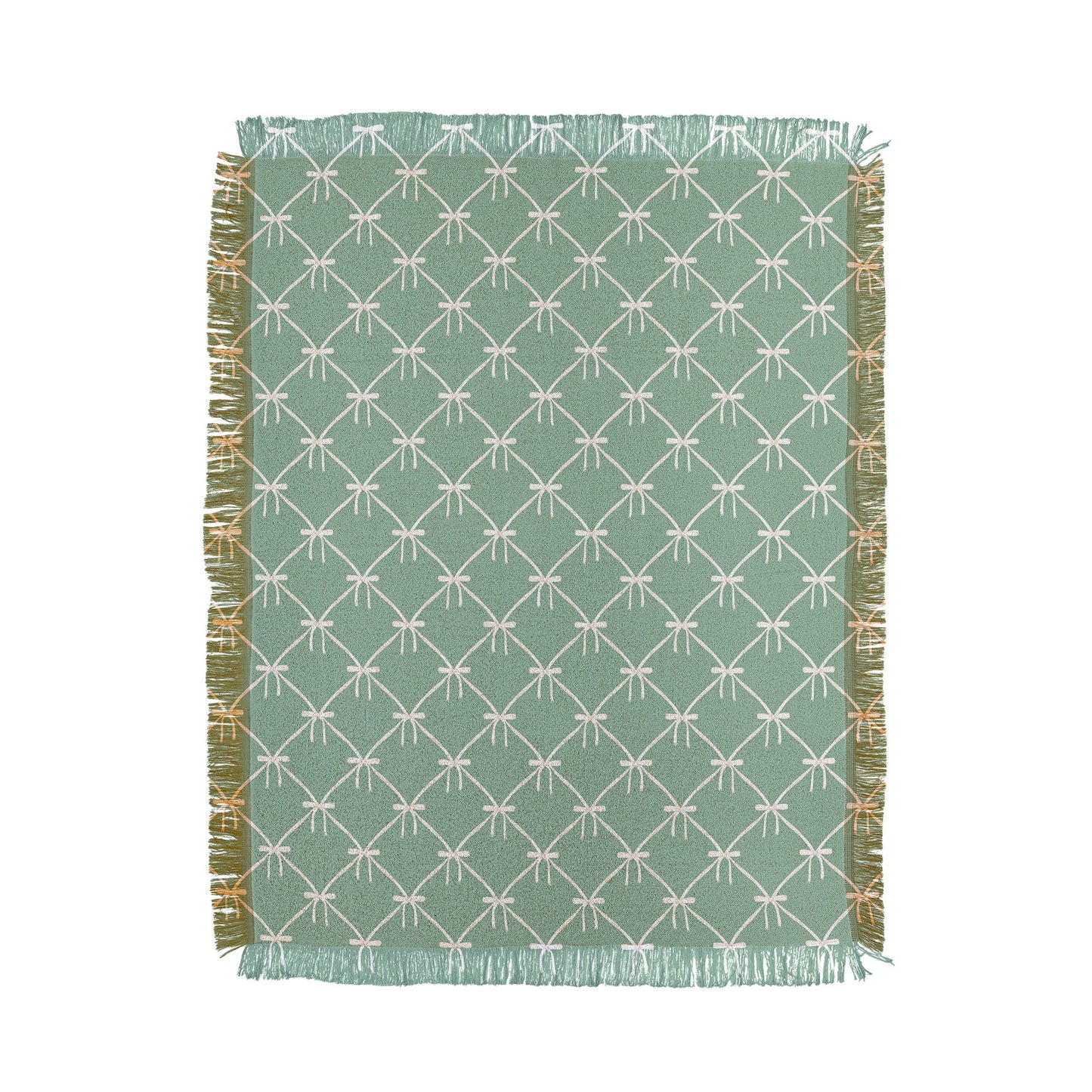 Colour Poems Bows and Ribbons Green Throw Blanket