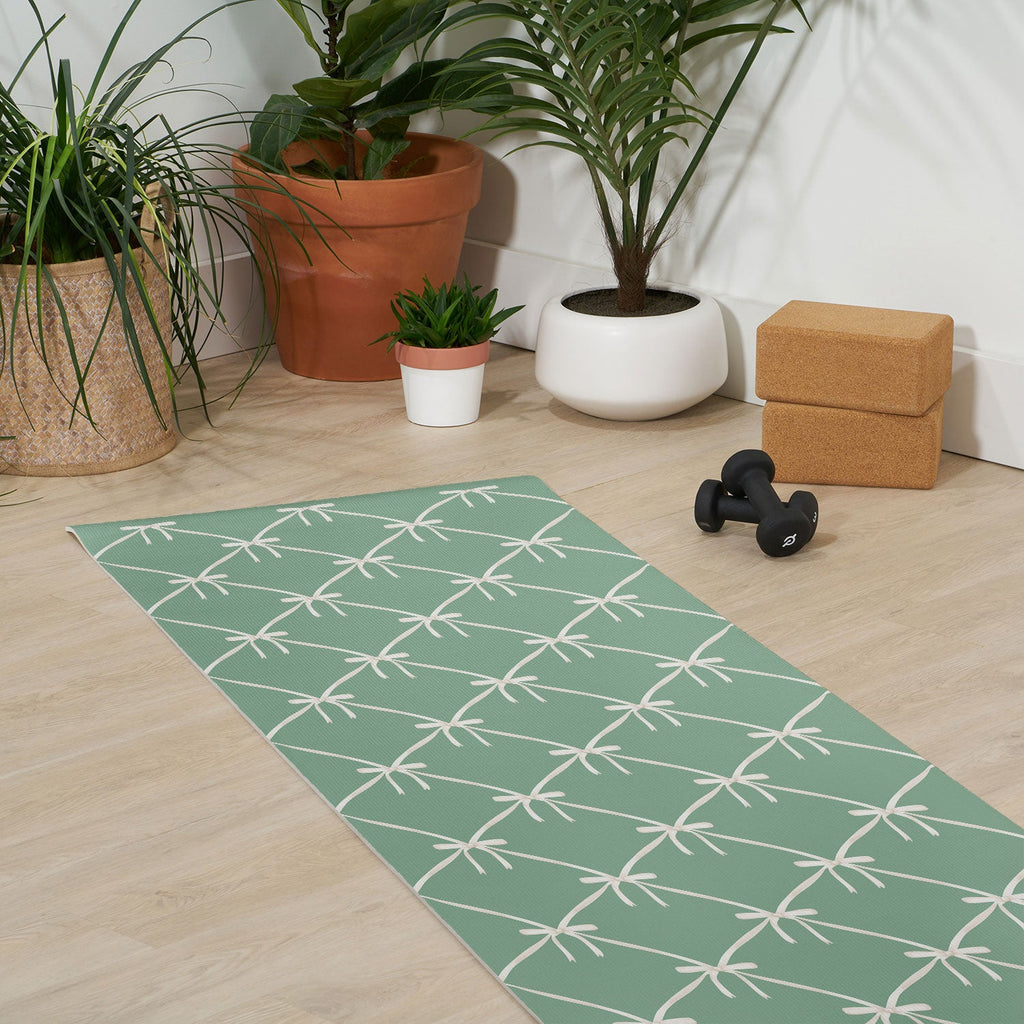 Colour Poems Bows and Ribbons Green Yoga Mat