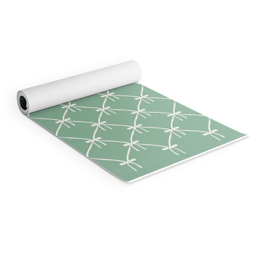 Colour Poems Bows and Ribbons Green Yoga Mat