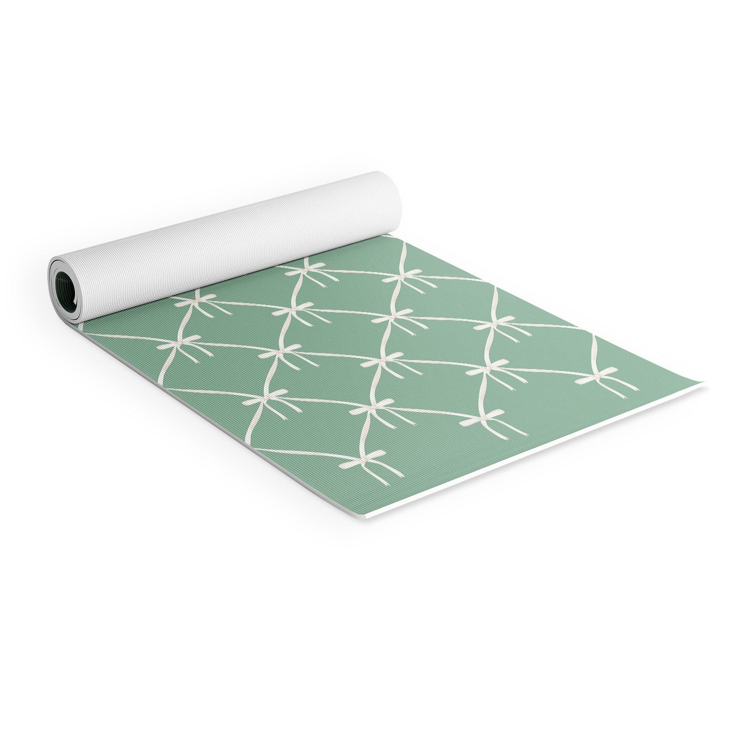 Colour Poems Bows and Ribbons Green Yoga Mat