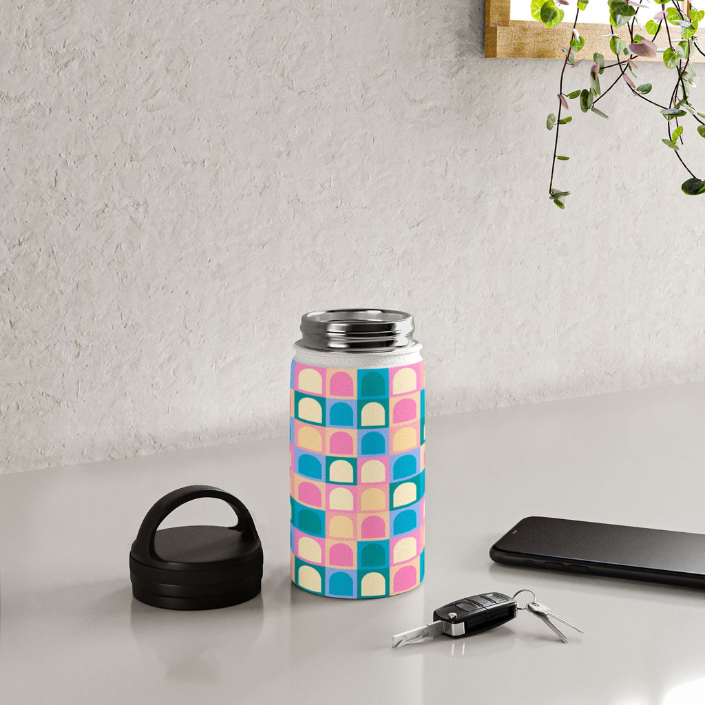 Colour Poems Checker Arches I Pastel Tones Water Bottle