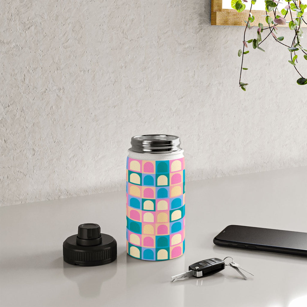 Colour Poems Checker Arches I Pastel Tones Water Bottle