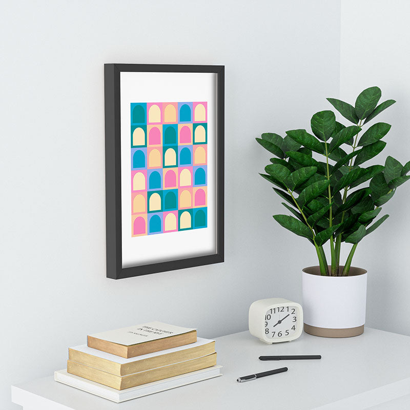 Colour Poems Checker Arches I Pastel Tones Recessed Framing Rectangle