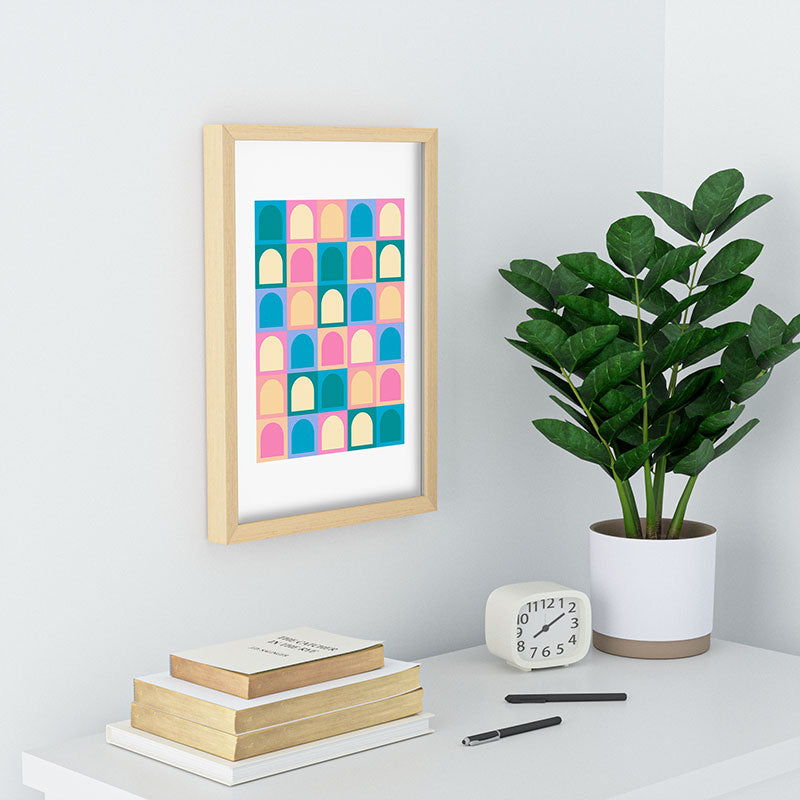 Colour Poems Checker Arches I Pastel Tones Recessed Framing Rectangle