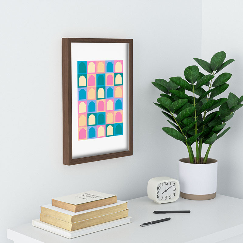 Colour Poems Checker Arches I Pastel Tones Recessed Framing Rectangle