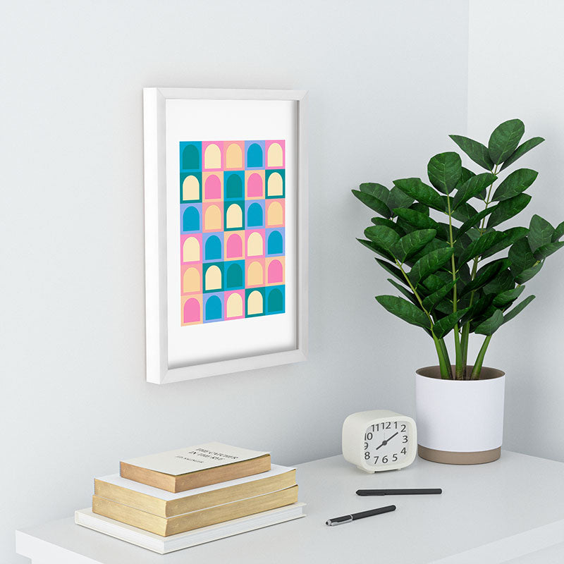 Colour Poems Checker Arches I Pastel Tones Recessed Framing Rectangle