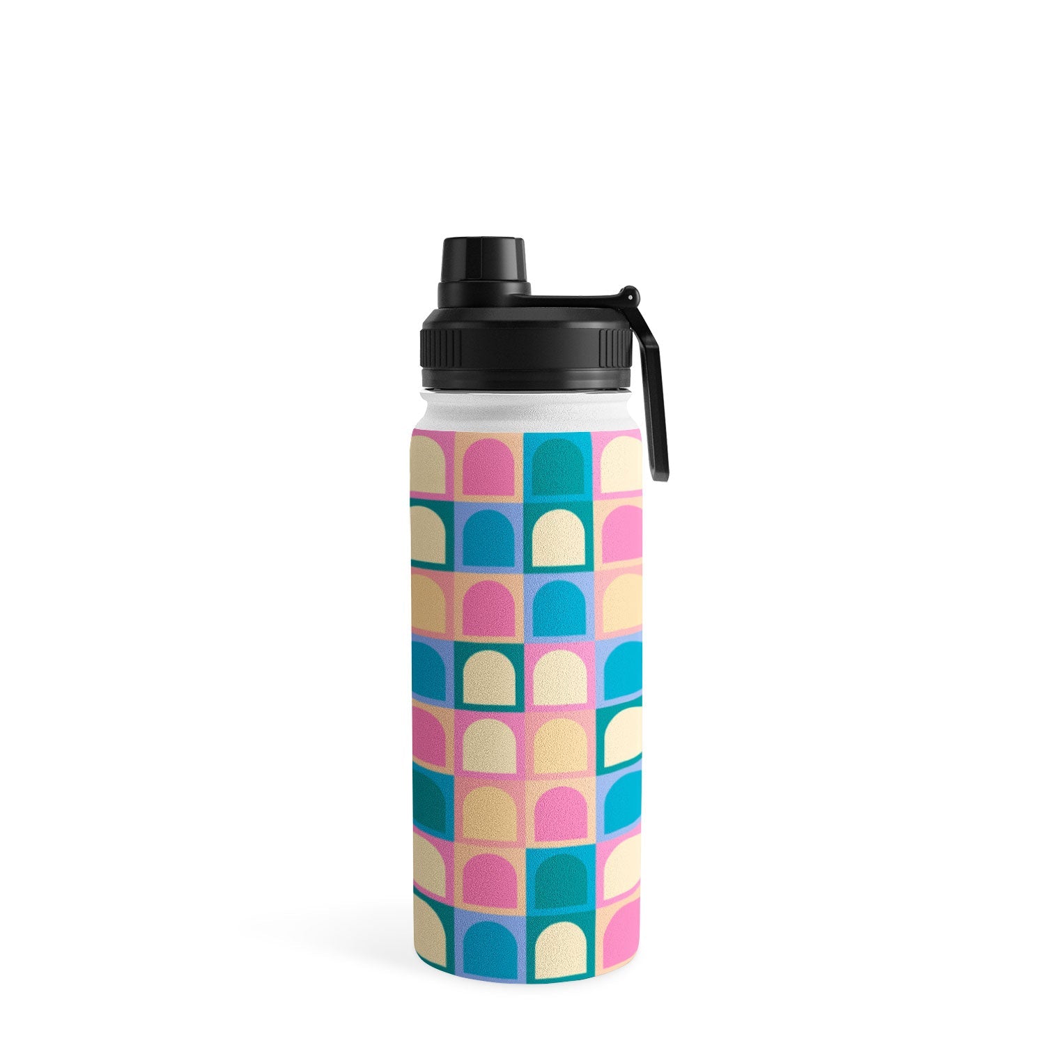 Colour Poems Checker Arches I Pastel Tones Water Bottle