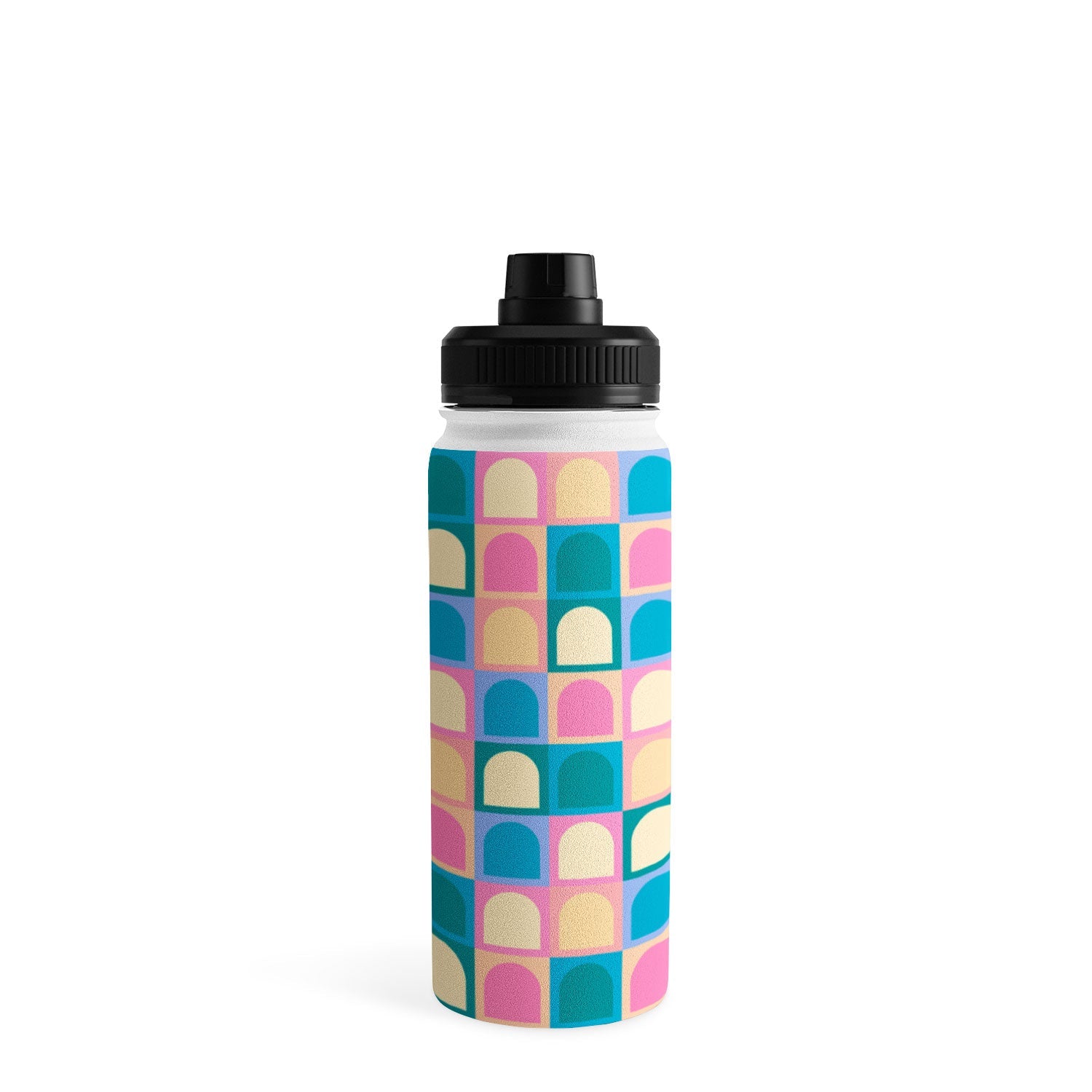 Colour Poems Checker Arches I Pastel Tones Water Bottle