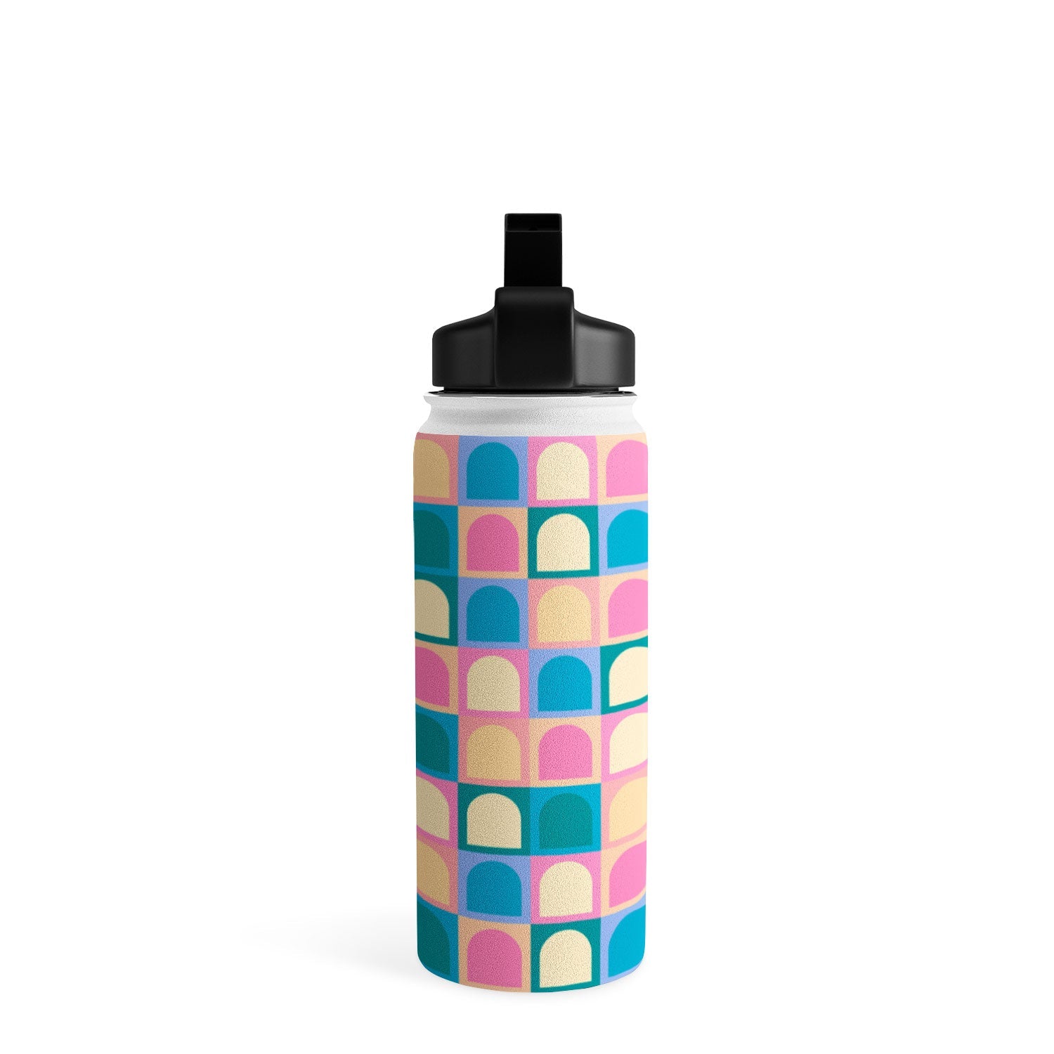 Colour Poems Checker Arches I Pastel Tones Water Bottle