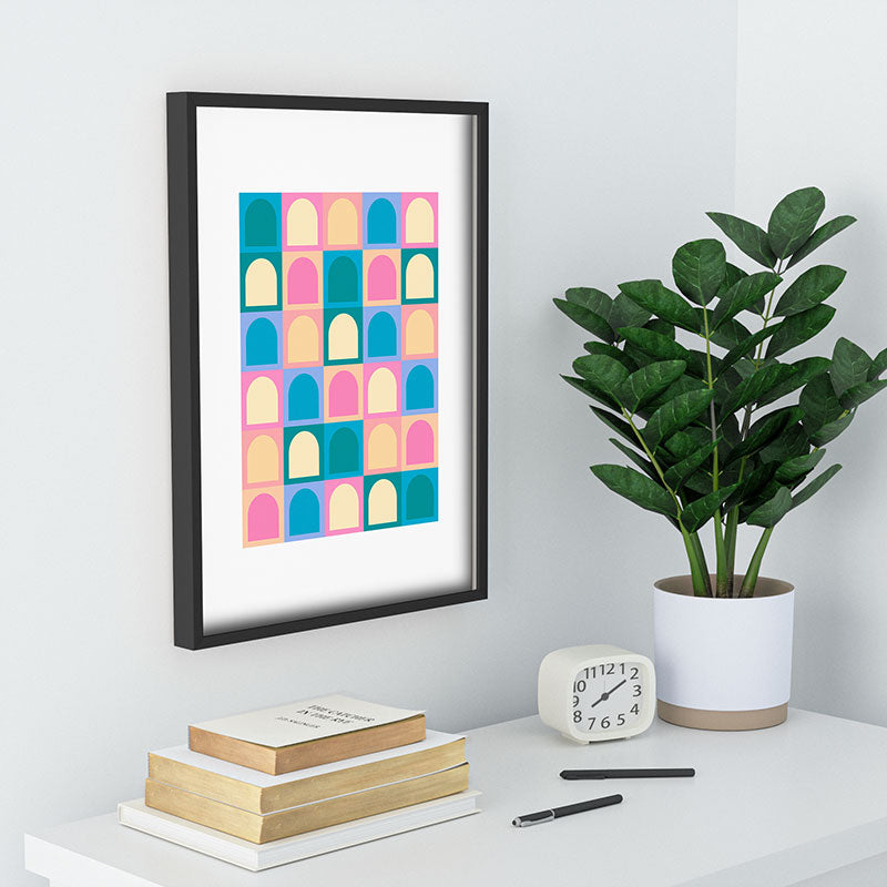 Colour Poems Checker Arches I Pastel Tones Recessed Framing Rectangle