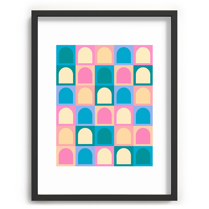 Colour Poems Checker Arches I Pastel Tones Recessed Framing Rectangle