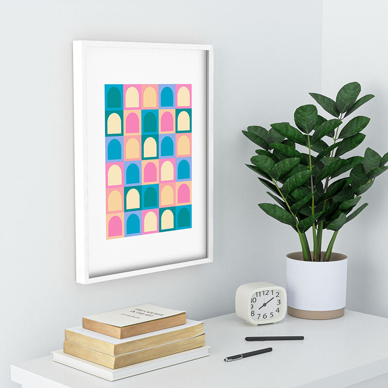 Colour Poems Checker Arches I Pastel Tones Recessed Framing Rectangle