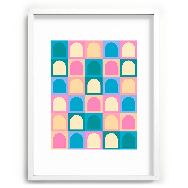 Colour Poems Checker Arches I Pastel Tones Recessed Framing Rectangle
