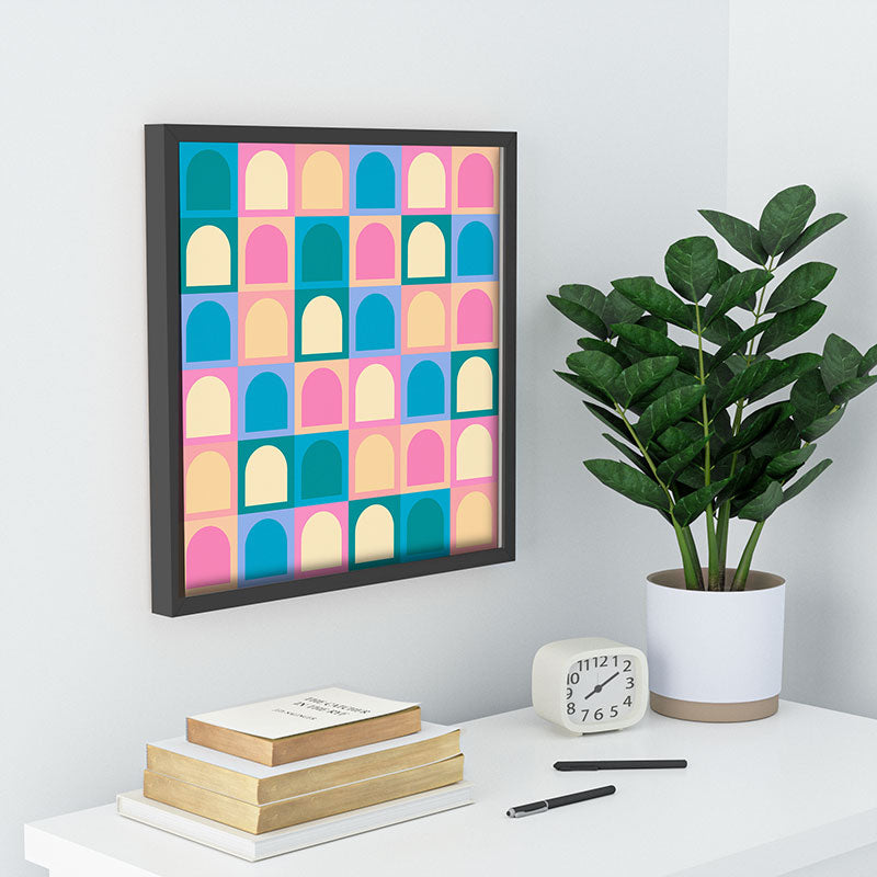 Colour Poems Checker Arches I Pastel Tones Recessed Framing Square