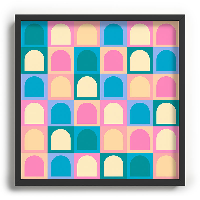 Colour Poems Checker Arches I Pastel Tones Recessed Framing Square