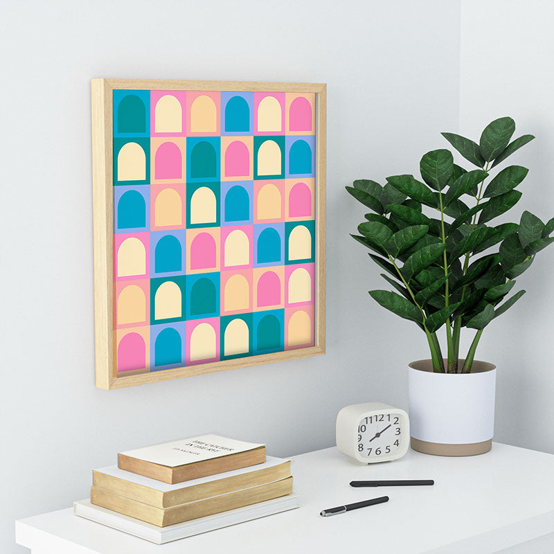 Colour Poems Checker Arches I Pastel Tones Recessed Framing Square