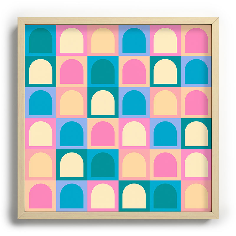 Colour Poems Checker Arches I Pastel Tones Recessed Framing Square