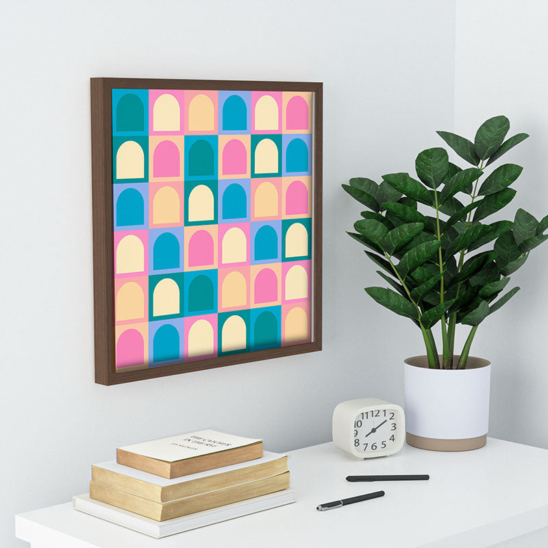 Colour Poems Checker Arches I Pastel Tones Recessed Framing Square