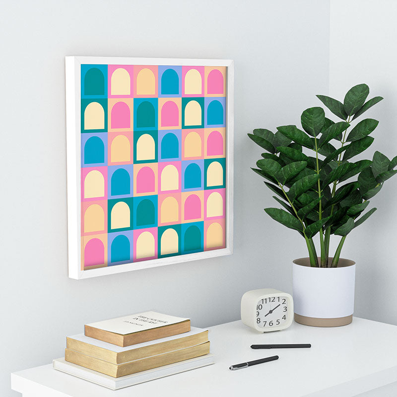 Colour Poems Checker Arches I Pastel Tones Recessed Framing Square