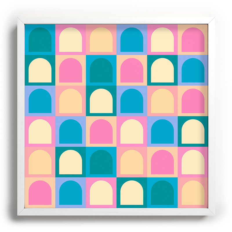 Colour Poems Checker Arches I Pastel Tones Recessed Framing Square