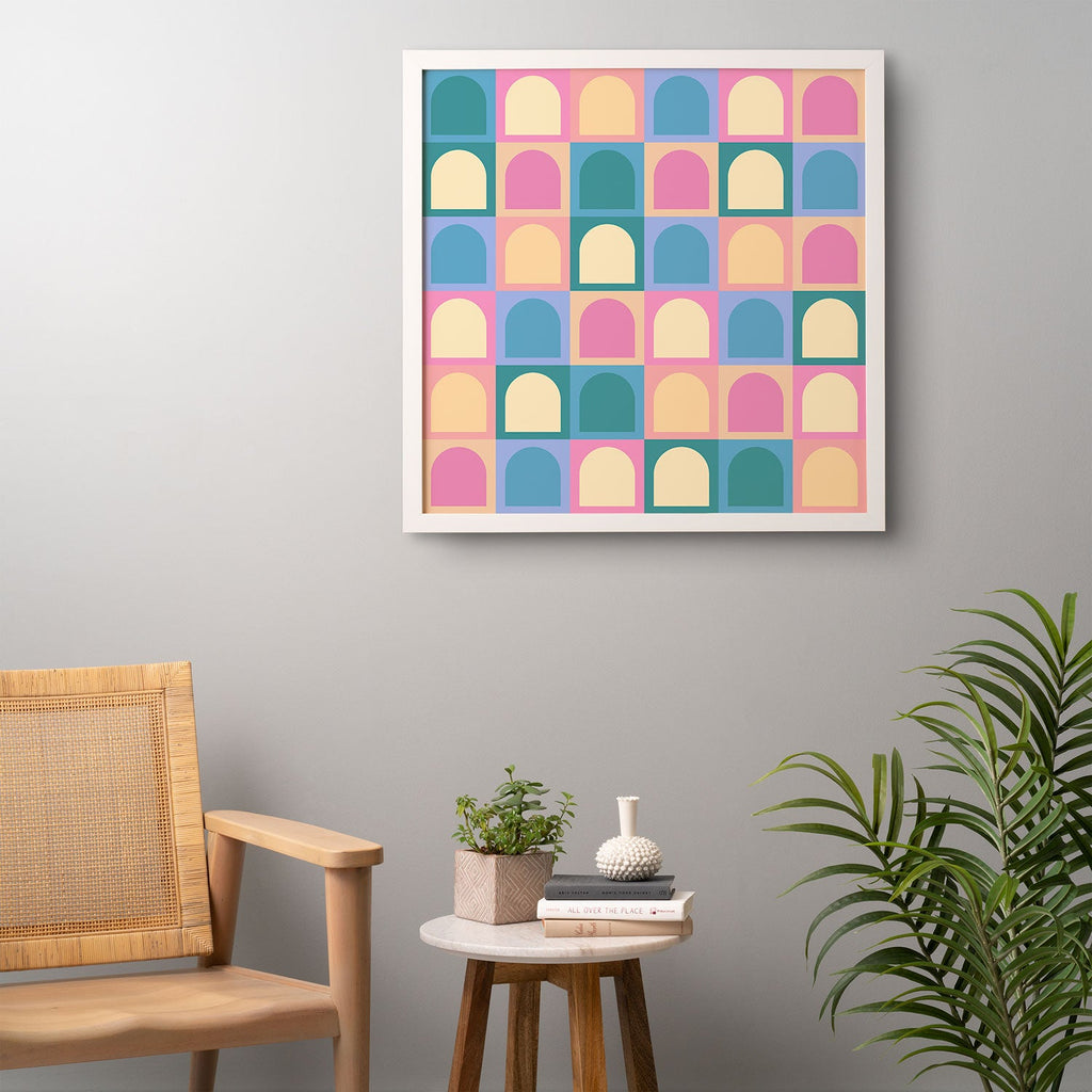 Colour Poems Checker Arches I Pastel Tones Framed Wall Art