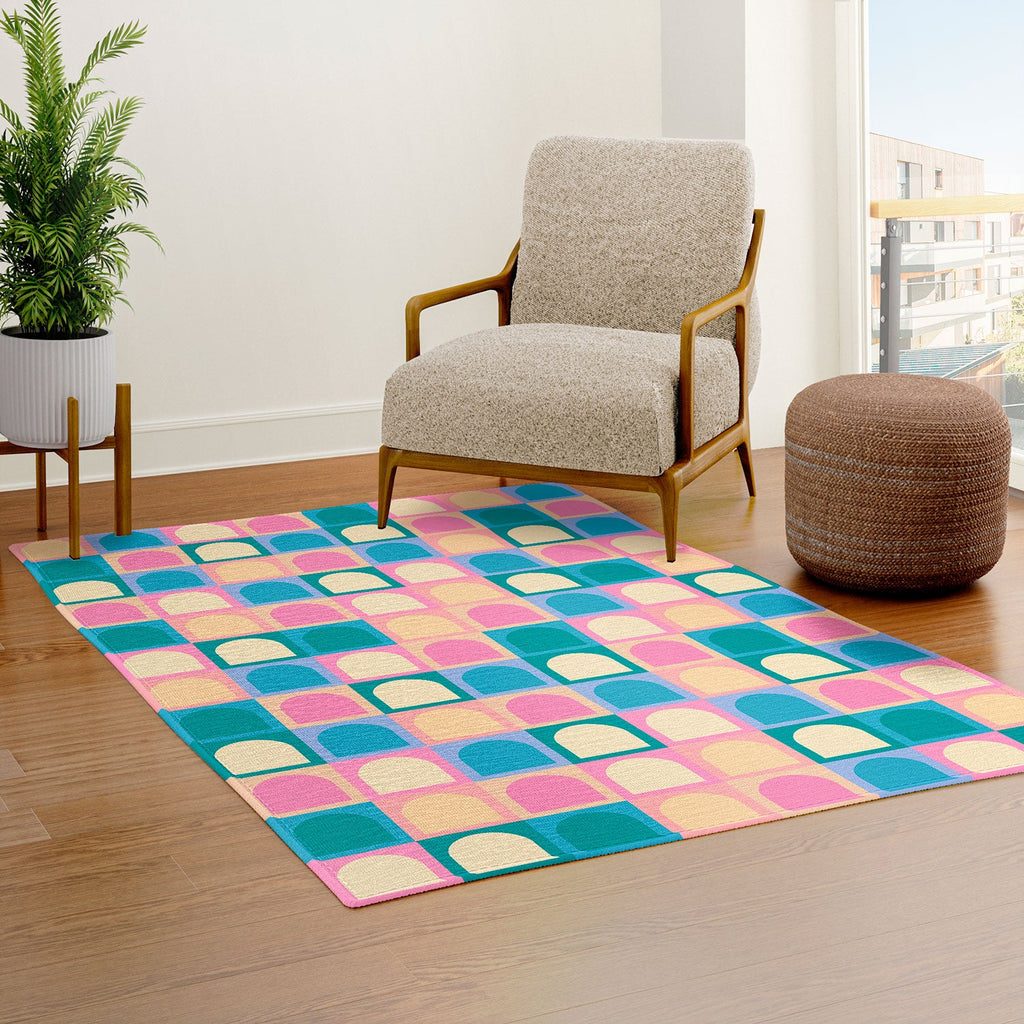 Colour Poems Checker Arches I Pastel Tones Area Rug
