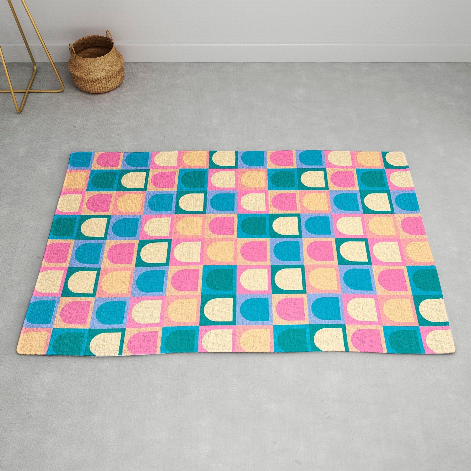 Colour Poems Checker Arches I Pastel Tones Area Rug