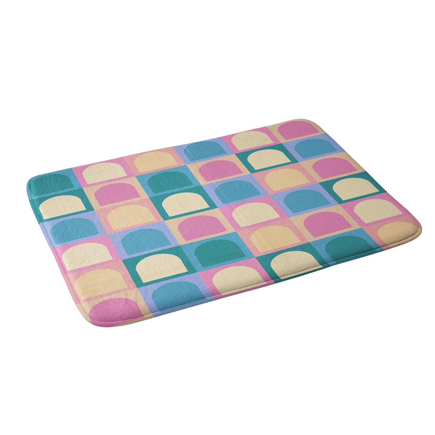 Colour Poems Checker Arches I Pastel Tones Memory Foam Bath Mat