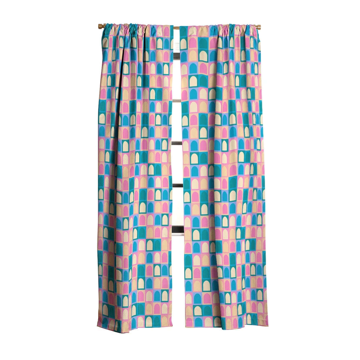 Colour Poems Checker Arches I Pastel Tones Blackout Window Curtain