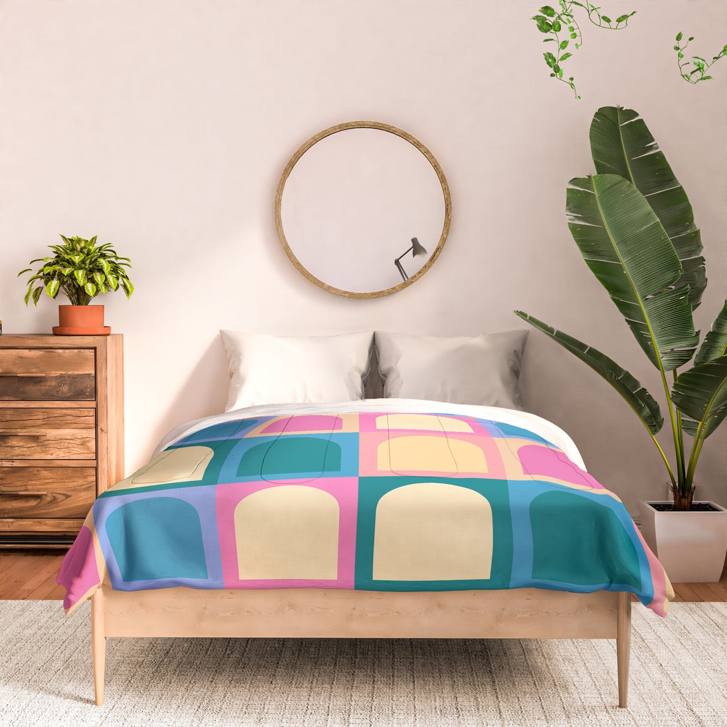 Colour Poems Checker Arches I Pastel Tones Comforter