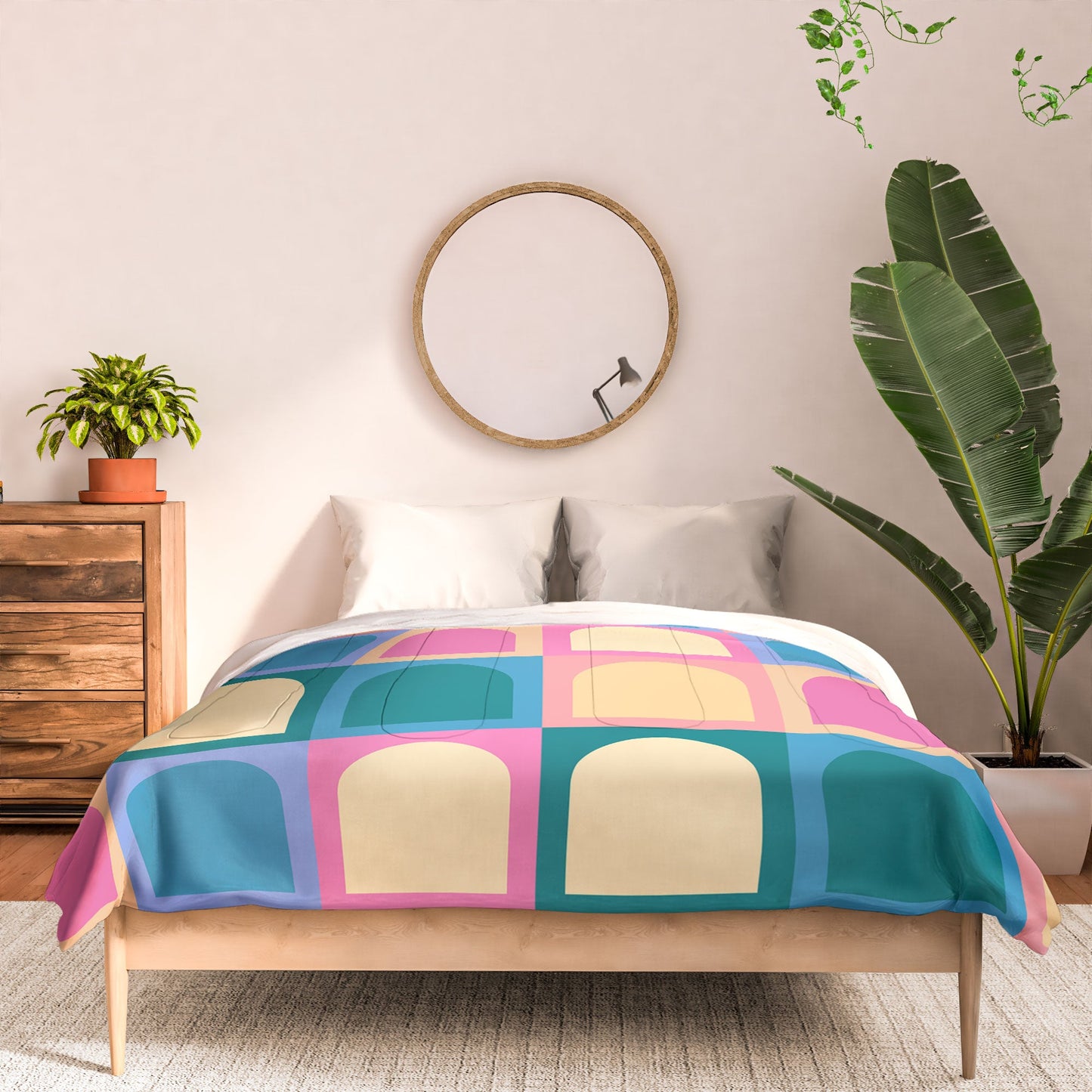 Colour Poems Checker Arches I Pastel Tones Comforter