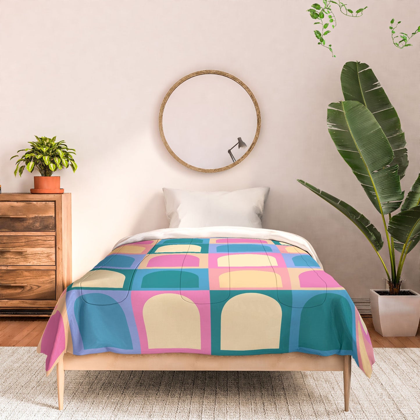 Colour Poems Checker Arches I Pastel Tones Comforter