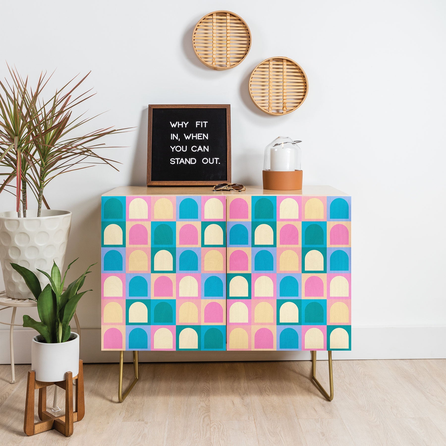 Colour Poems Checker Arches I Pastel Tones Credenza