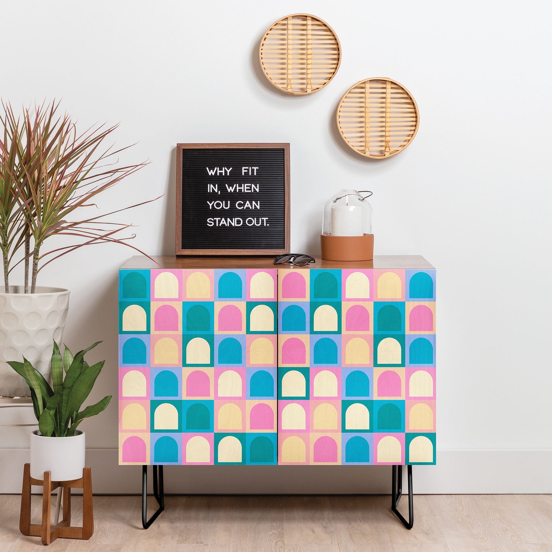 Colour Poems Checker Arches I Pastel Tones Credenza
