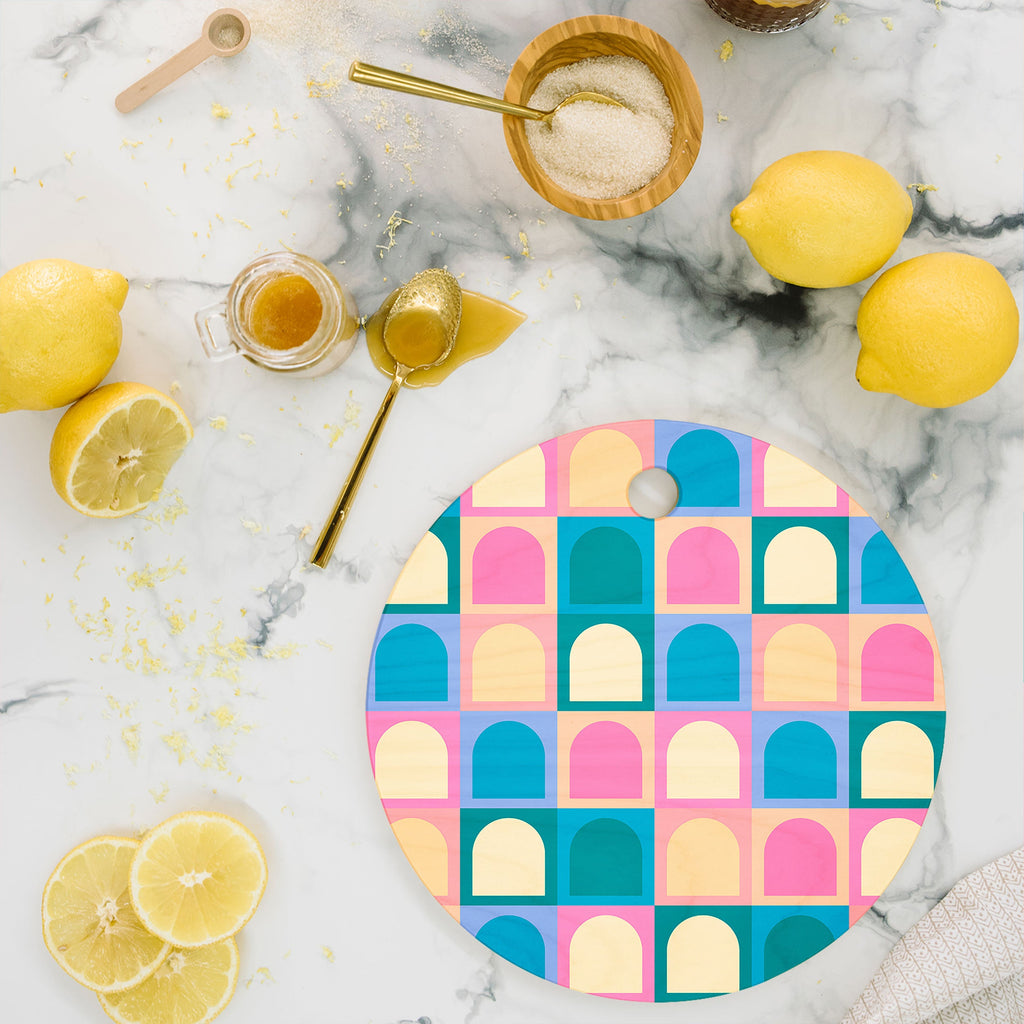 Colour Poems Checker Arches I Pastel Tones Cutting Board Round
