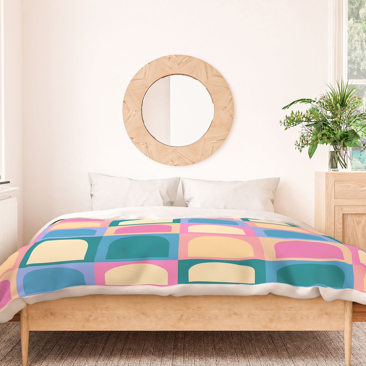 Colour Poems Checker Arches I Pastel Tones Duvet Cover