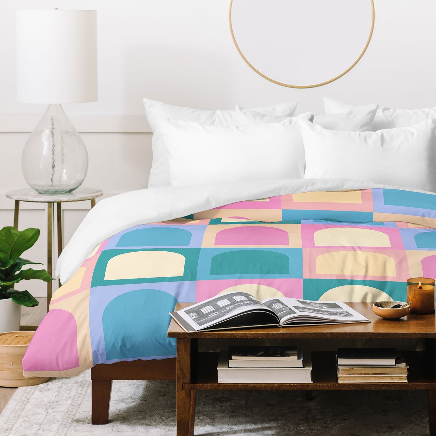 Colour Poems Checker Arches I Pastel Tones Duvet Cover