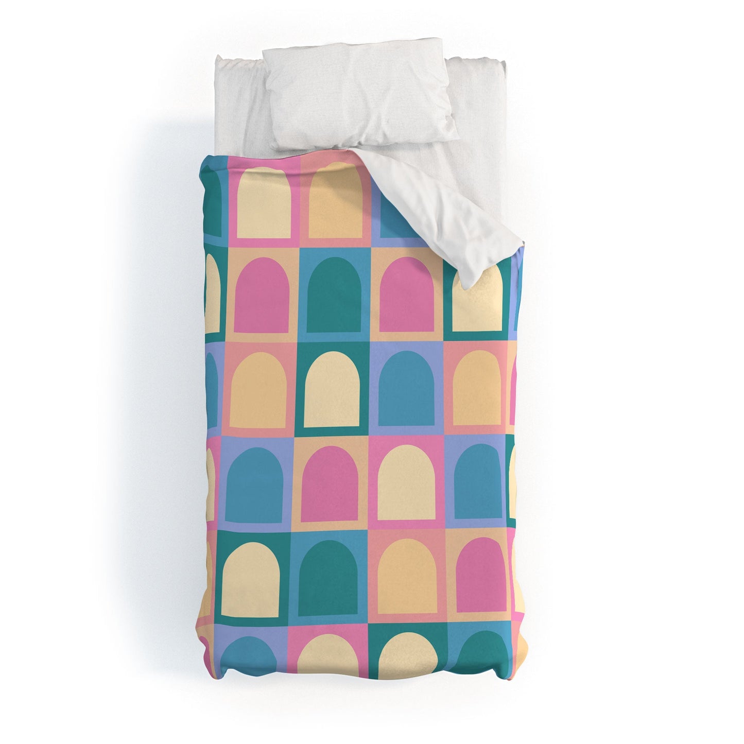 Colour Poems Checker Arches I Pastel Tones Duvet Cover