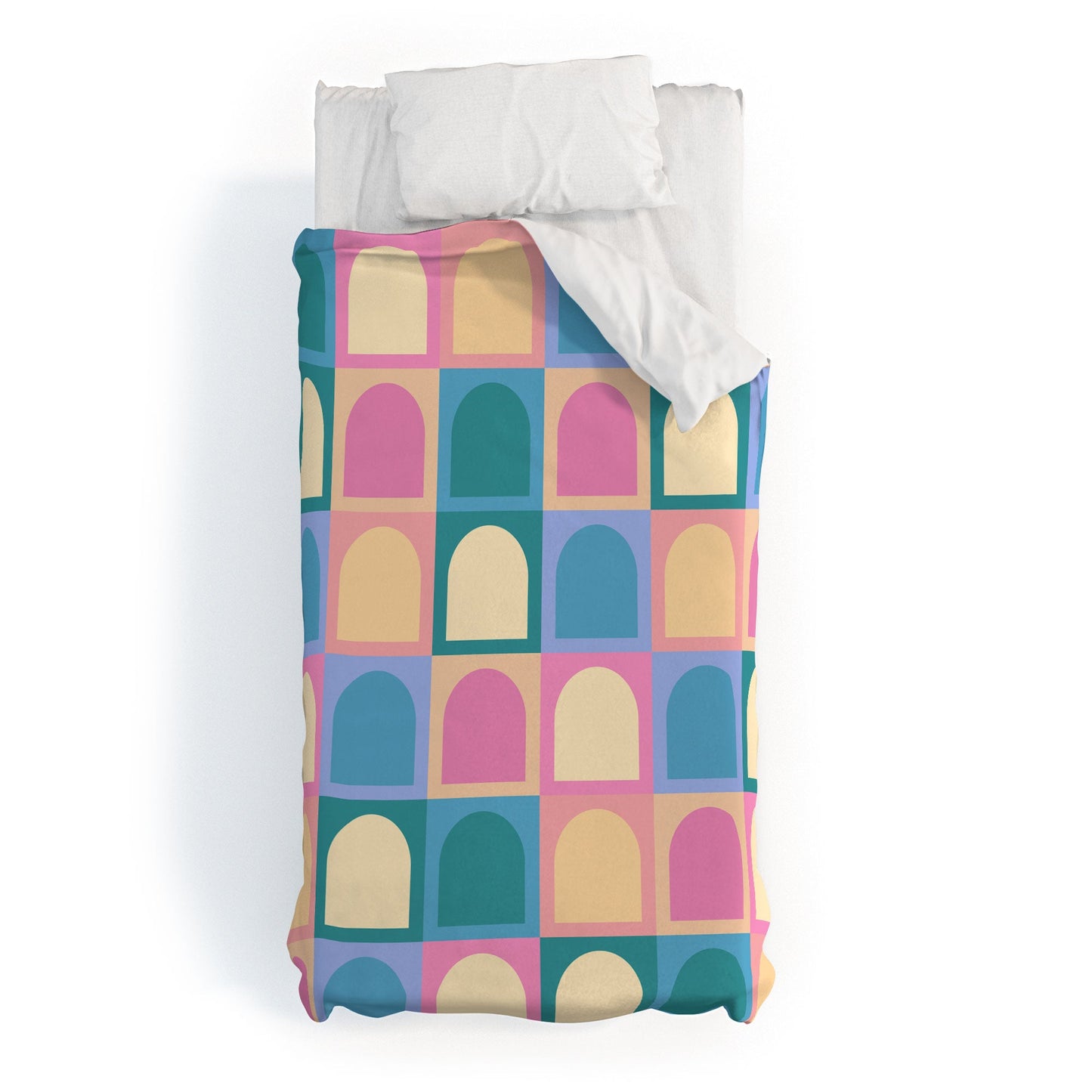 Colour Poems Checker Arches I Pastel Tones Duvet Cover