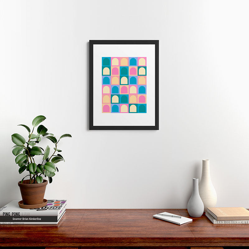 Colour Poems Checker Arches I Pastel Tones Framed Art Print