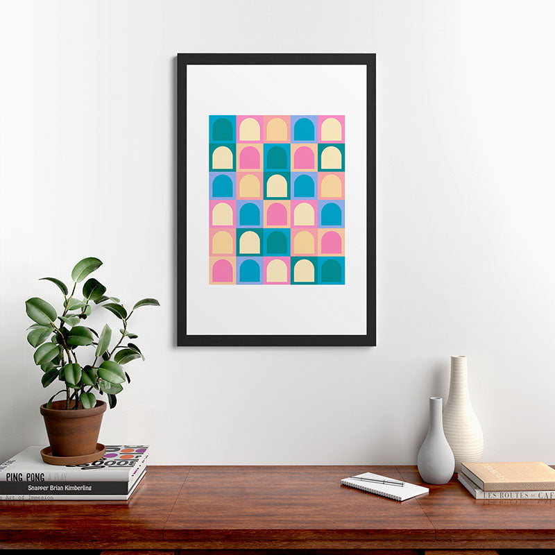 Colour Poems Checker Arches I Pastel Tones Framed Art Print