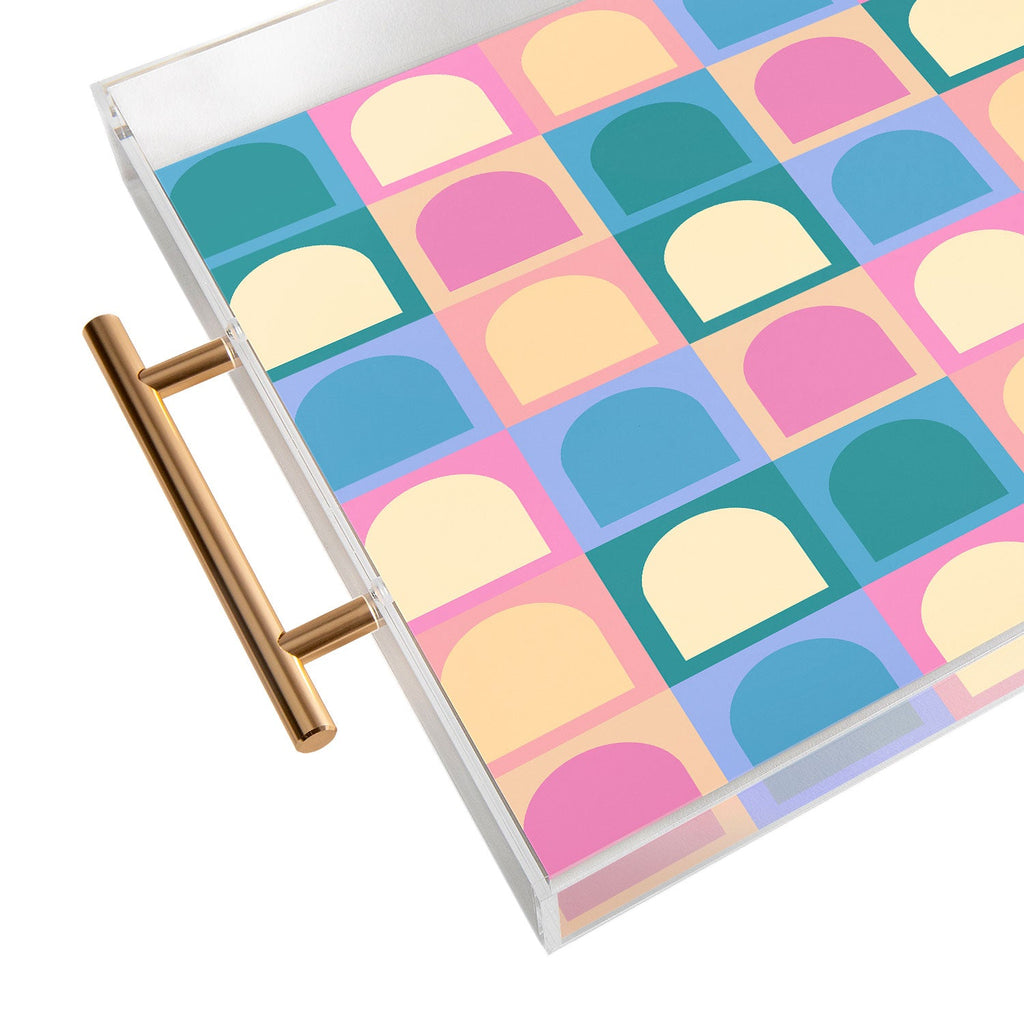 Colour Poems Checker Arches I Pastel Tones Acrylic Tray