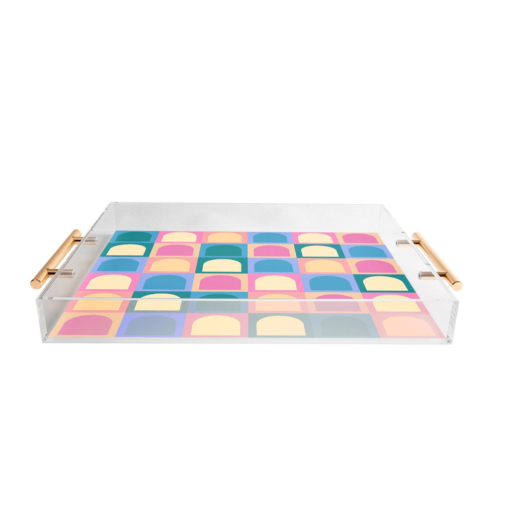 Colour Poems Checker Arches I Pastel Tones Acrylic Tray
